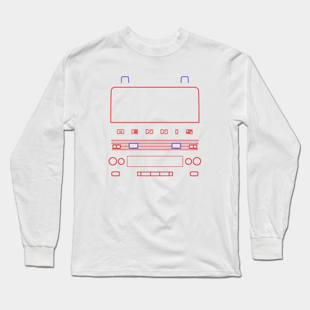 Classic Dennis fire engine outline graphic (red) Long Sleeve T-Shirt by soitwouldseem